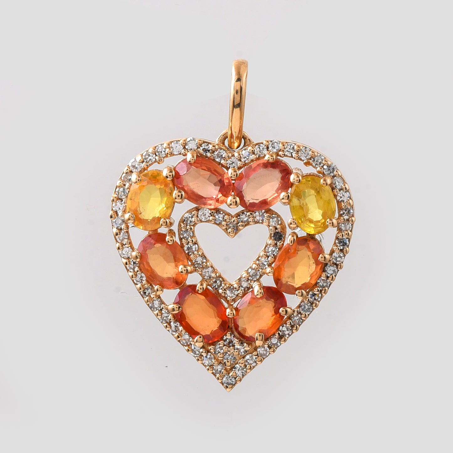 1.97 Ct Oval Multi Sapphire 14K Gold Pendant