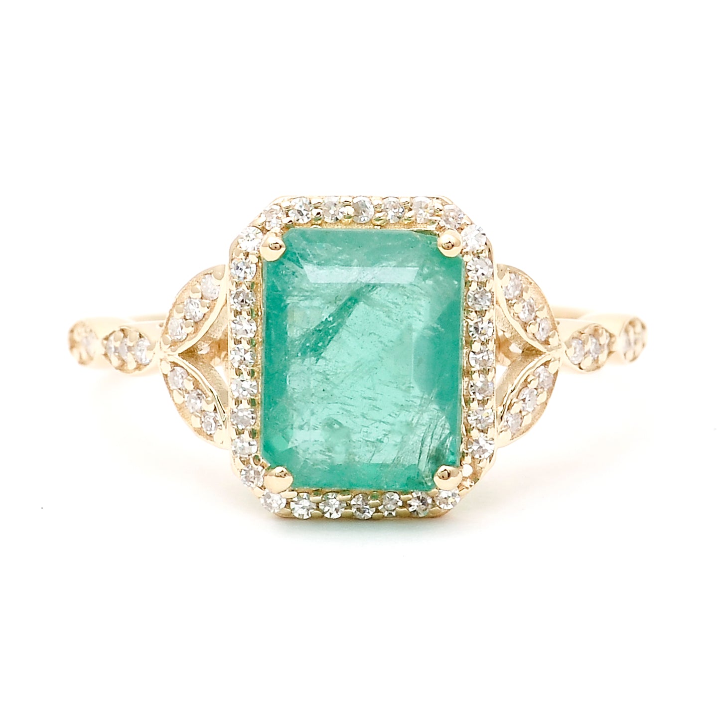 2.28 Ct Octagon Natural Emerald 14K Gold Ring