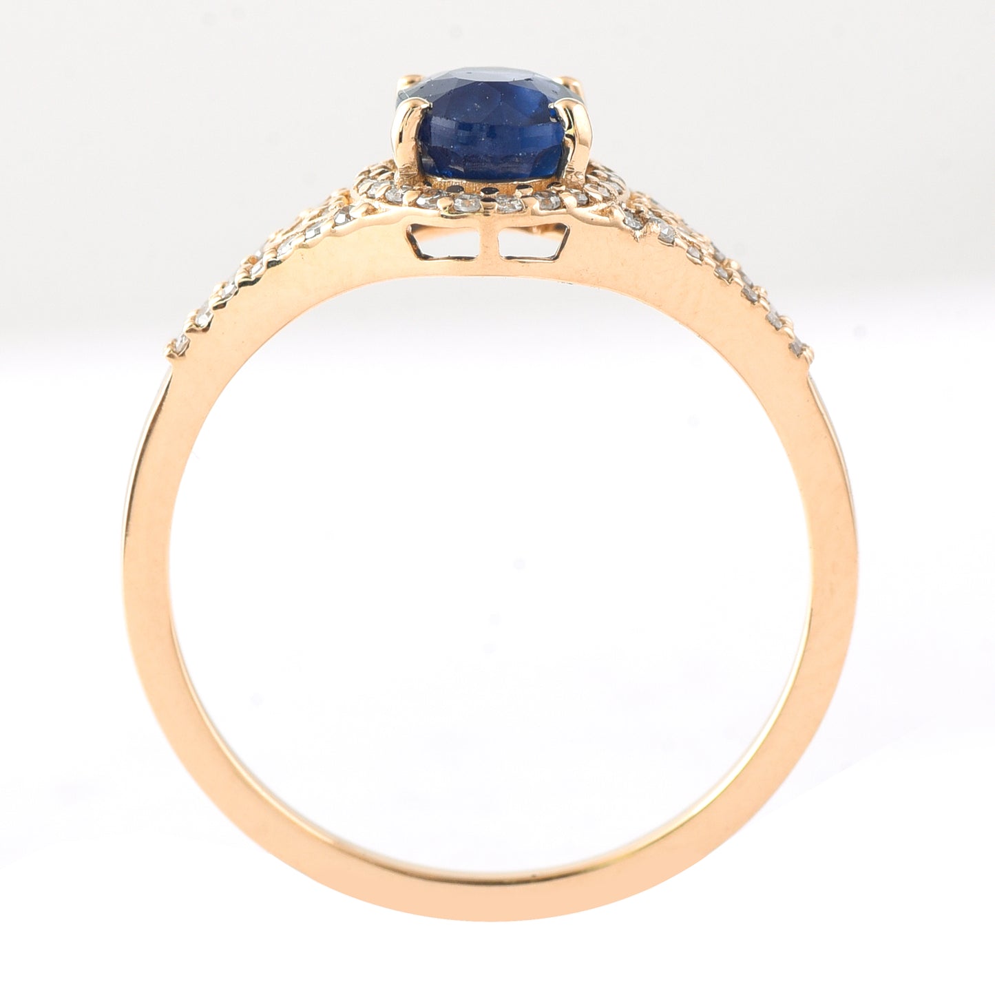 1.52 Ct Oval Mixed Cut Natural Sapphire 14K Gold Ring