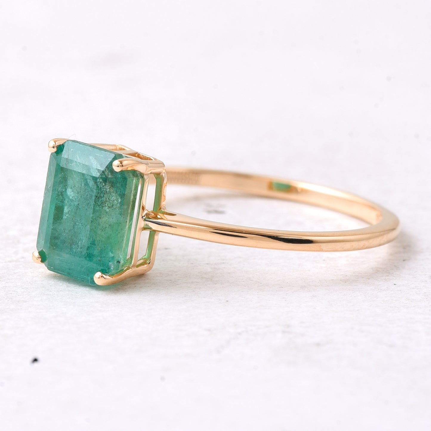 2.36 Ct Octagon Step Cut Natural Emerald 14K Gold Ring