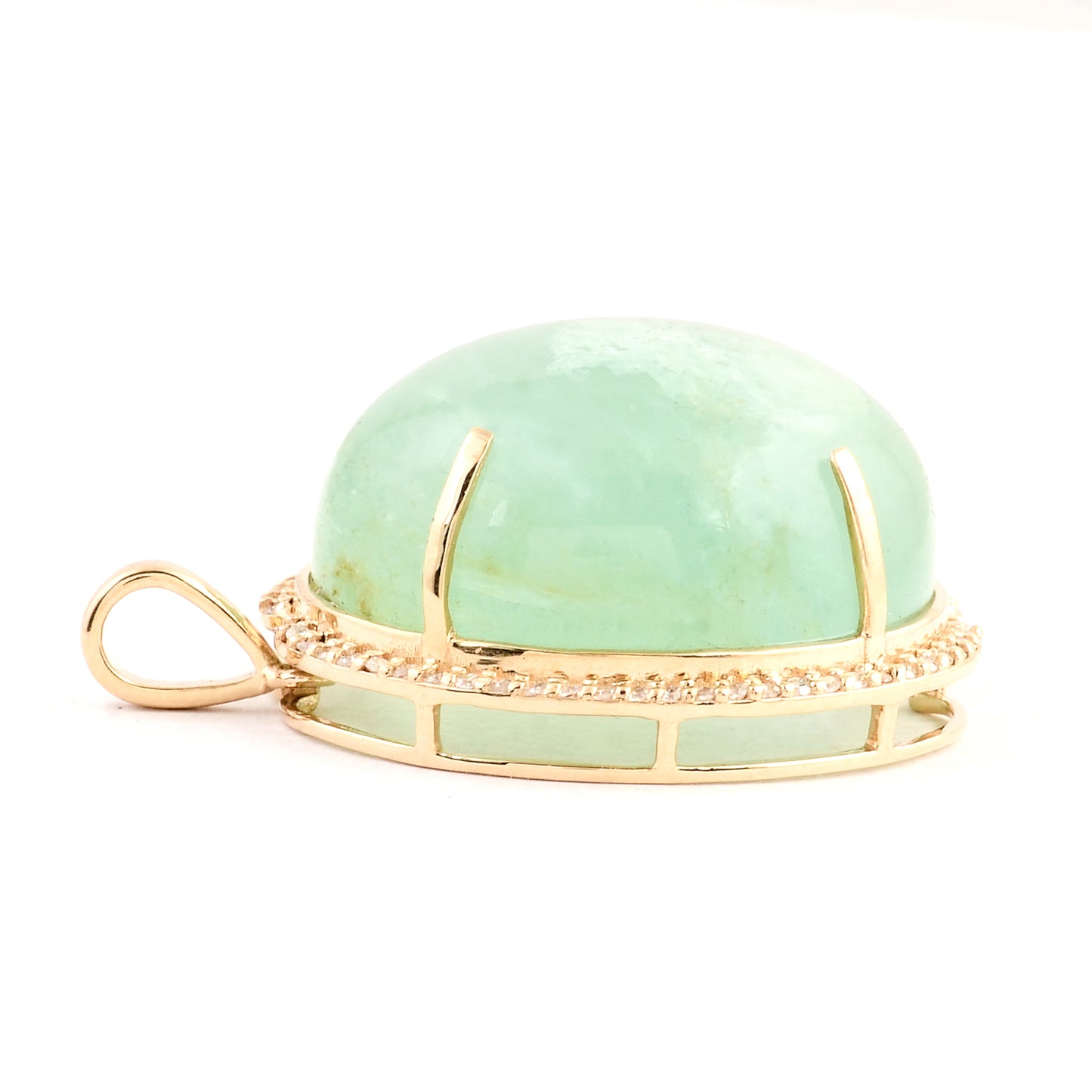 24.63 Ct Oval Cabochon Emerald 14K Gold Pendant
