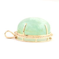 24.63 Ct Oval Cabochon Emerald 14K Gold Pendant