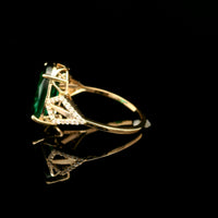 3.75 Ct Oval Mixed Cut Lab Grown Emerald 14K Gold Ring