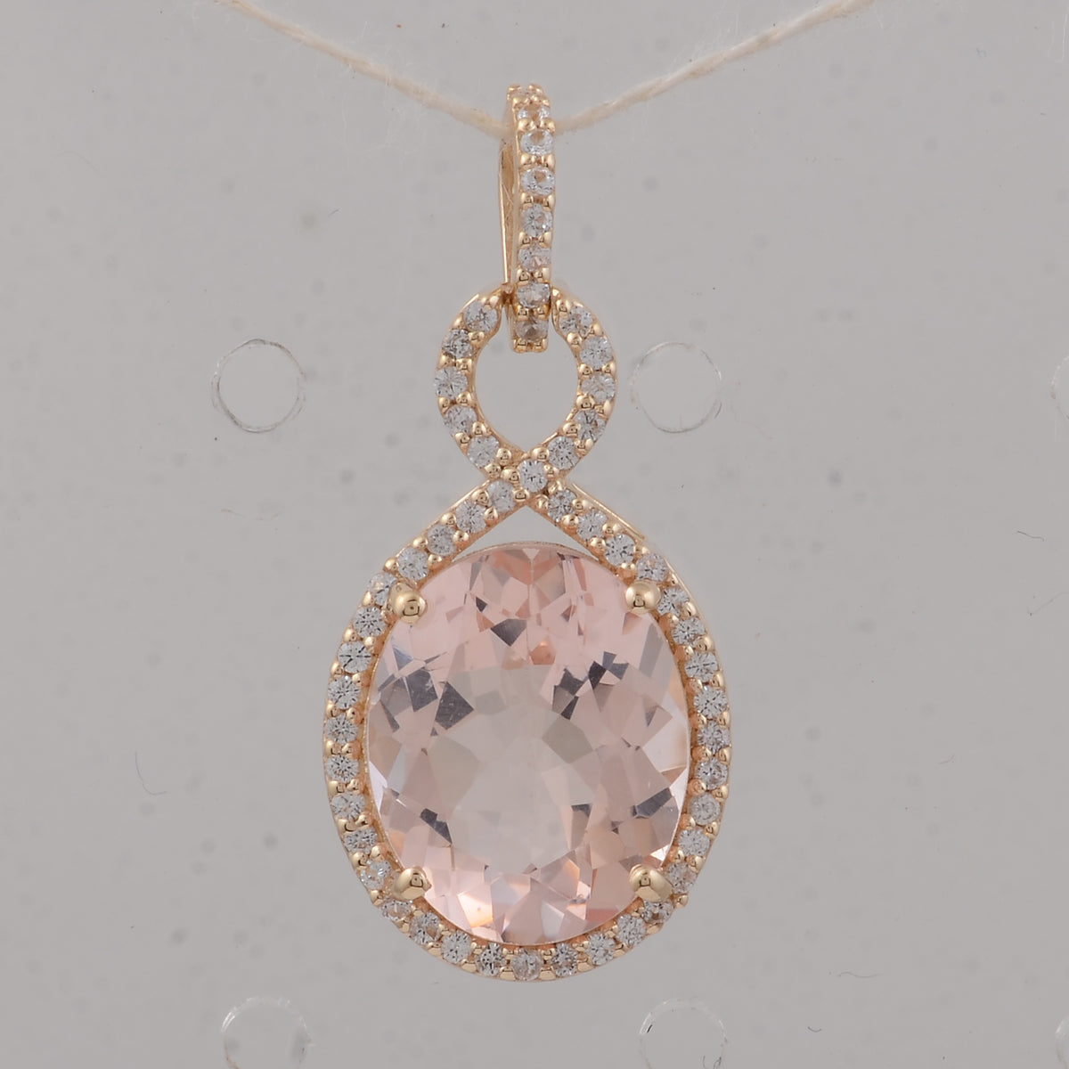 3.56 Ct Oval Morganite 9K Gold Pendant