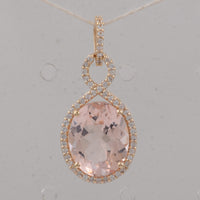 3.56 Ct Oval Morganite 9K Gold Pendant