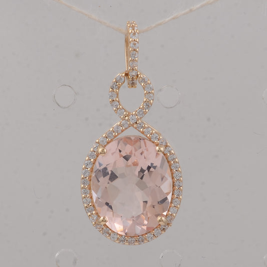 3.56 Ct Oval Morganite 9K Gold Pendant