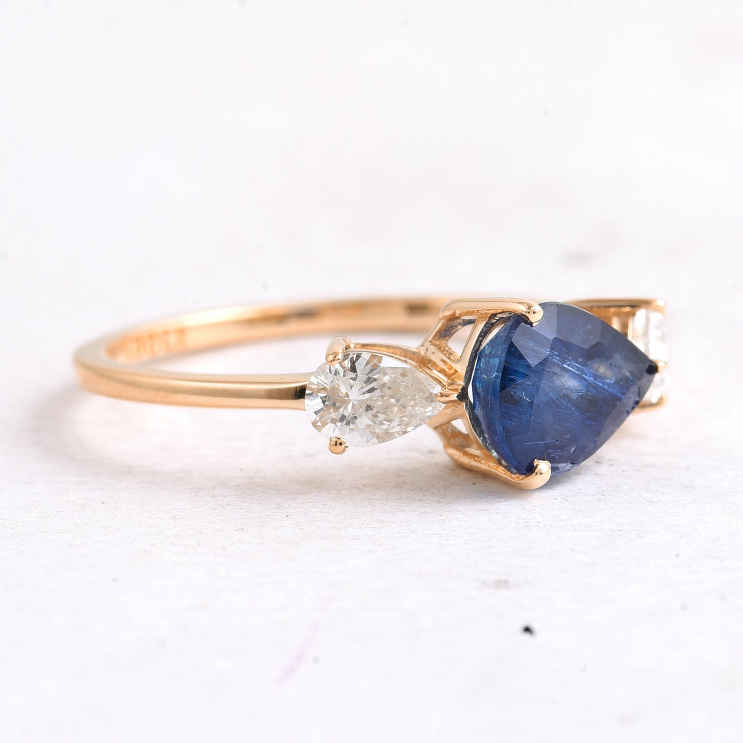 1.98 Ct Pear Mixed Cut Natural Sapphire 14K Gold Ring