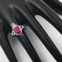 1.44 Ct Oval Mixed Cut Natural Ruby 950 Platinum Ring