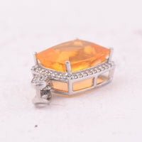 2.86 Ct Cushion Mixed Cut Natural Fire Opal 950 Platinum Pendant