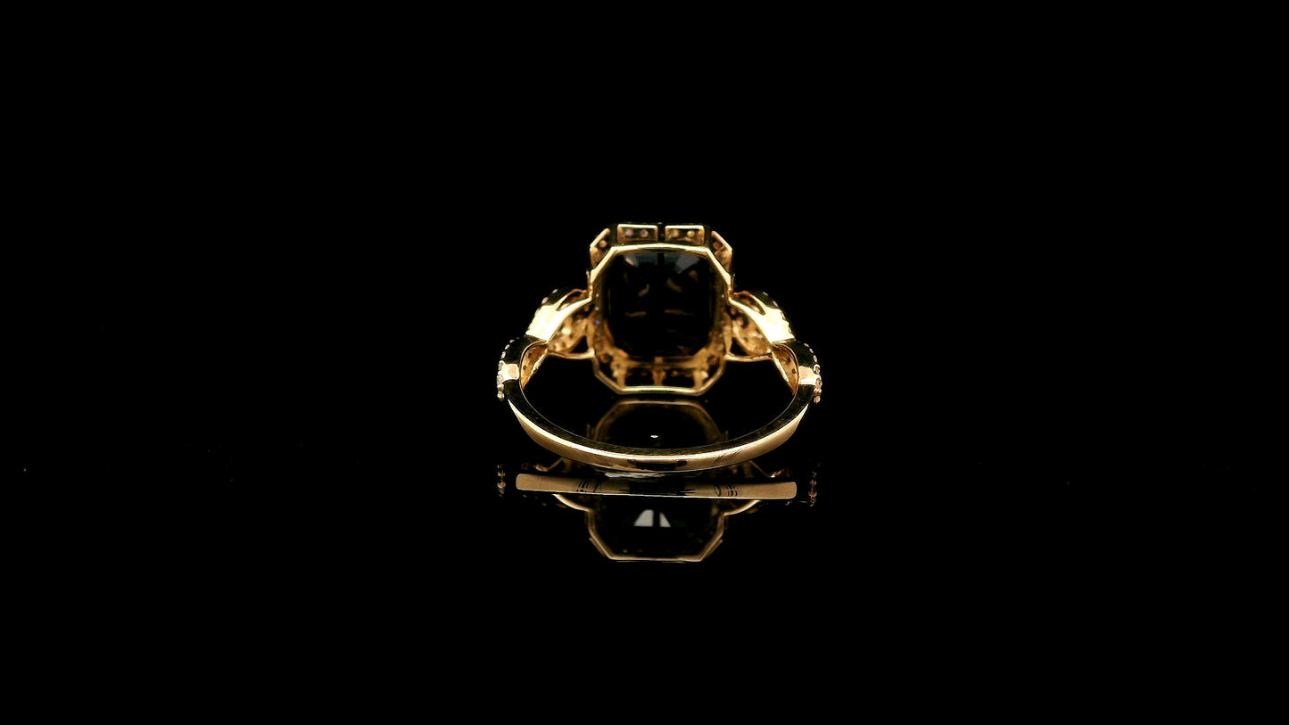 3.97 Ct Octagon Natural Sapphire 14K Gold Ring