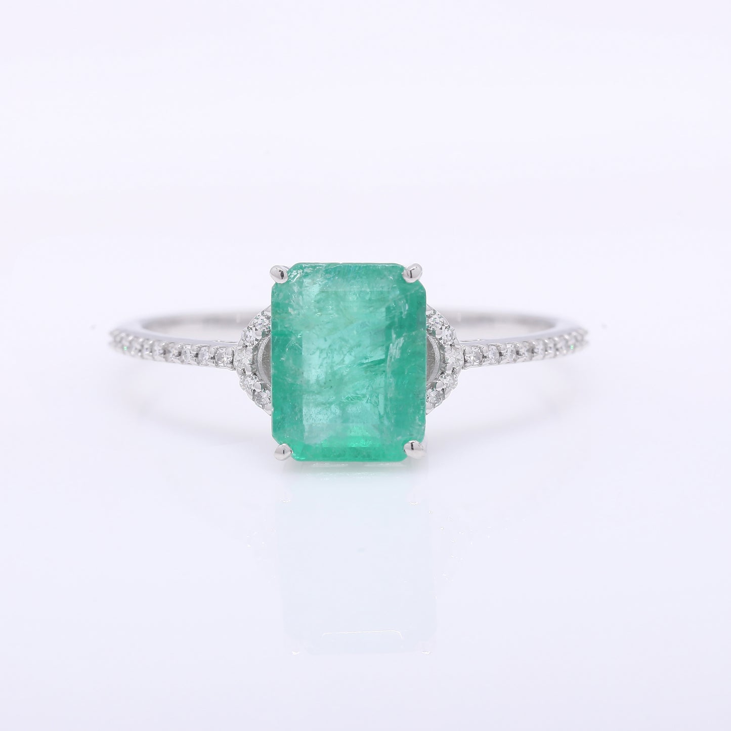 2.06 Ct Octagon Step Cut Natural Emerald 950 Platinum Ring