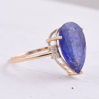 5.99 Ct Pear Natural Tanzanite 14K Gold Ring