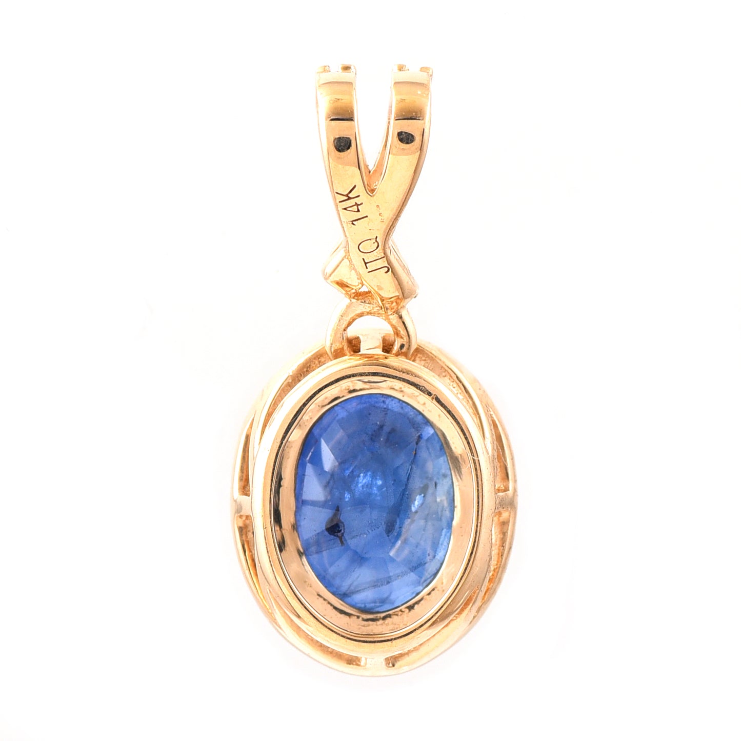 1.91 Ct Oval Mixed Cut Natural Sapphire 14K Gold Pendant