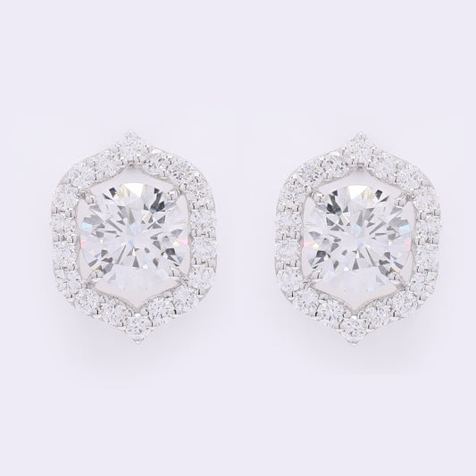4.05 Carats Lab Grown Diamond 14K Gold Earrings