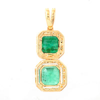 2.99 Ct Octagon Step Cut Natural Emerald 14K Gold Pendant