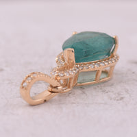 3.20 Ct Pear Mixed Cut Natural Emerald 14K Gold Pendant