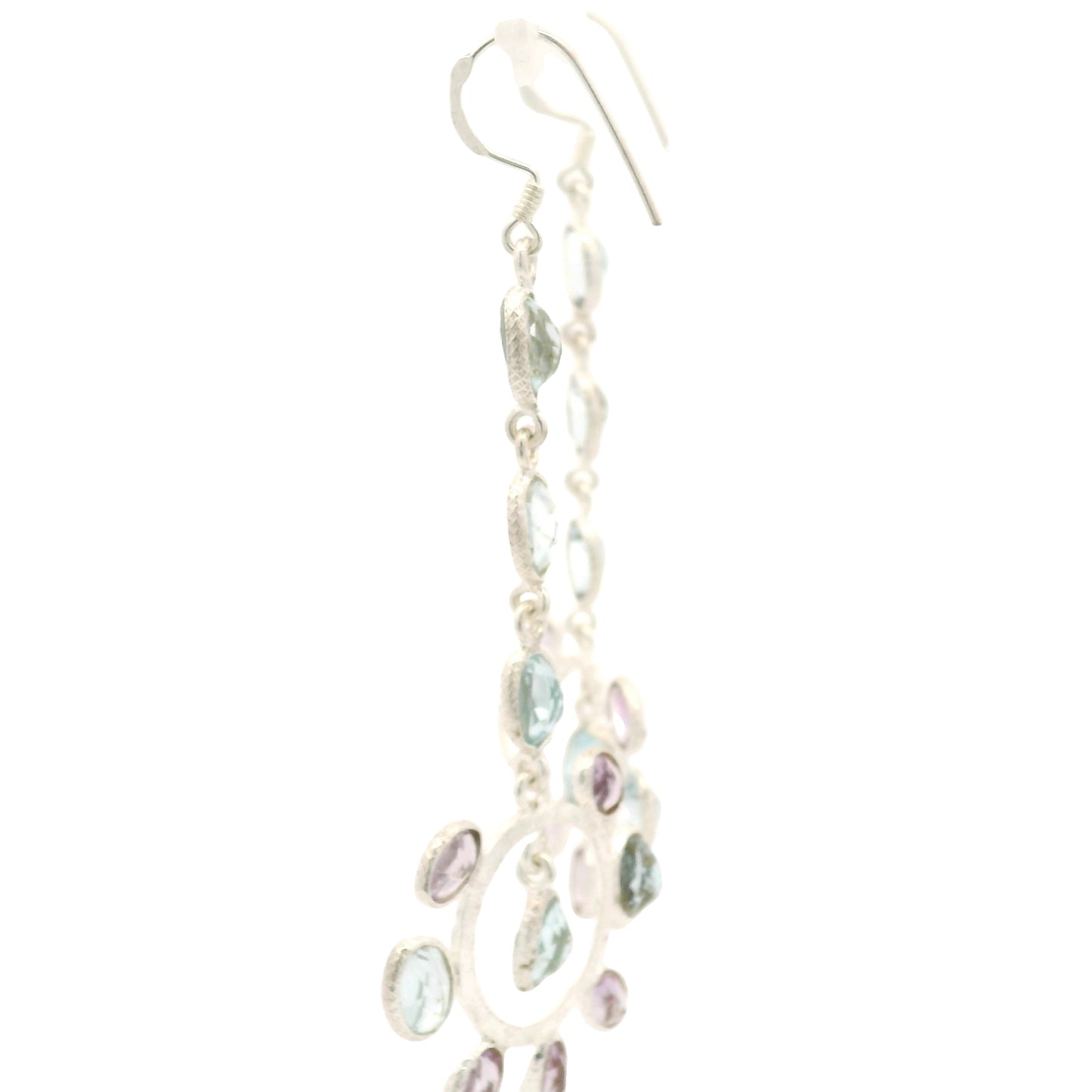 18.65 Ct Blue Topaz, Amethyst 925 Sterling Silver Earrings