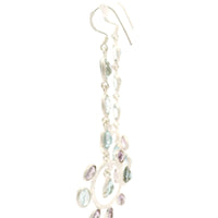 18.65 Ct Blue Topaz, Amethyst 925 Sterling Silver Earrings