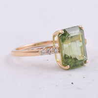 5.33 Ct Octagon Natural Peridot 14K Gold Ring