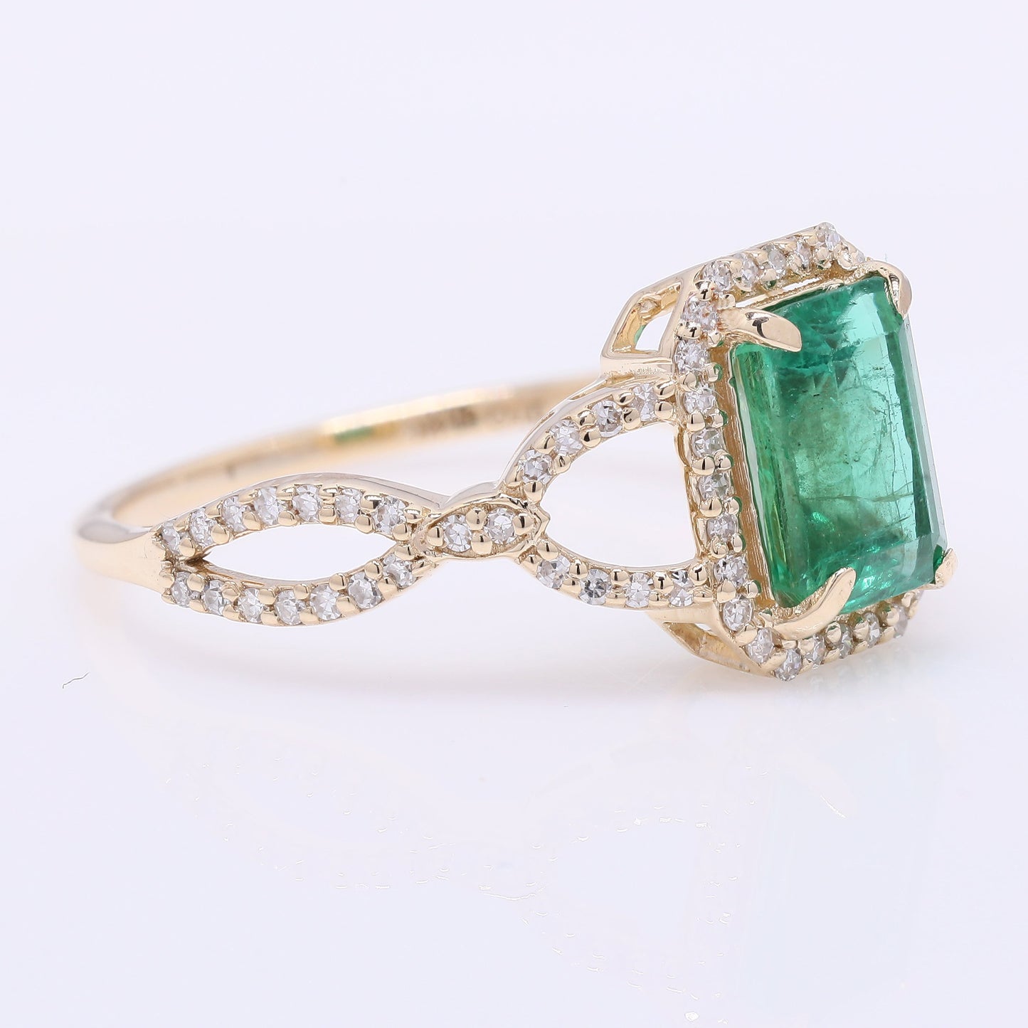 1.52 Ct Octagon Step Cut Natural Emerald 14K Gold Ring