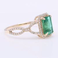 1.52 Ct Octagon Step Cut Natural Emerald 14K Gold Ring