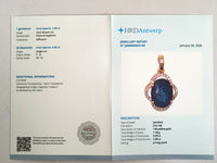 3.07 Ct Oval Mixed Cut Natural Sapphire 14K Gold Pendant