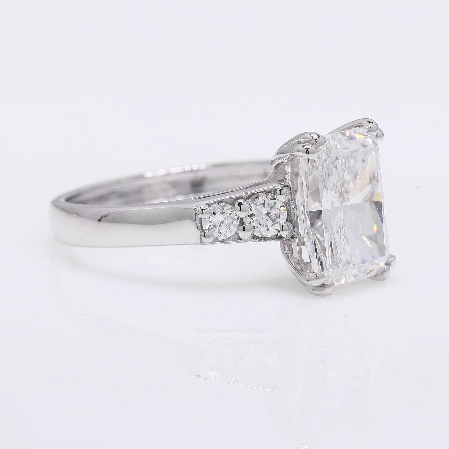 3.15 Ct Cut Cornered Rectangular Modified Brilliant Lab Grown Diamond 950 Platinum Ring
