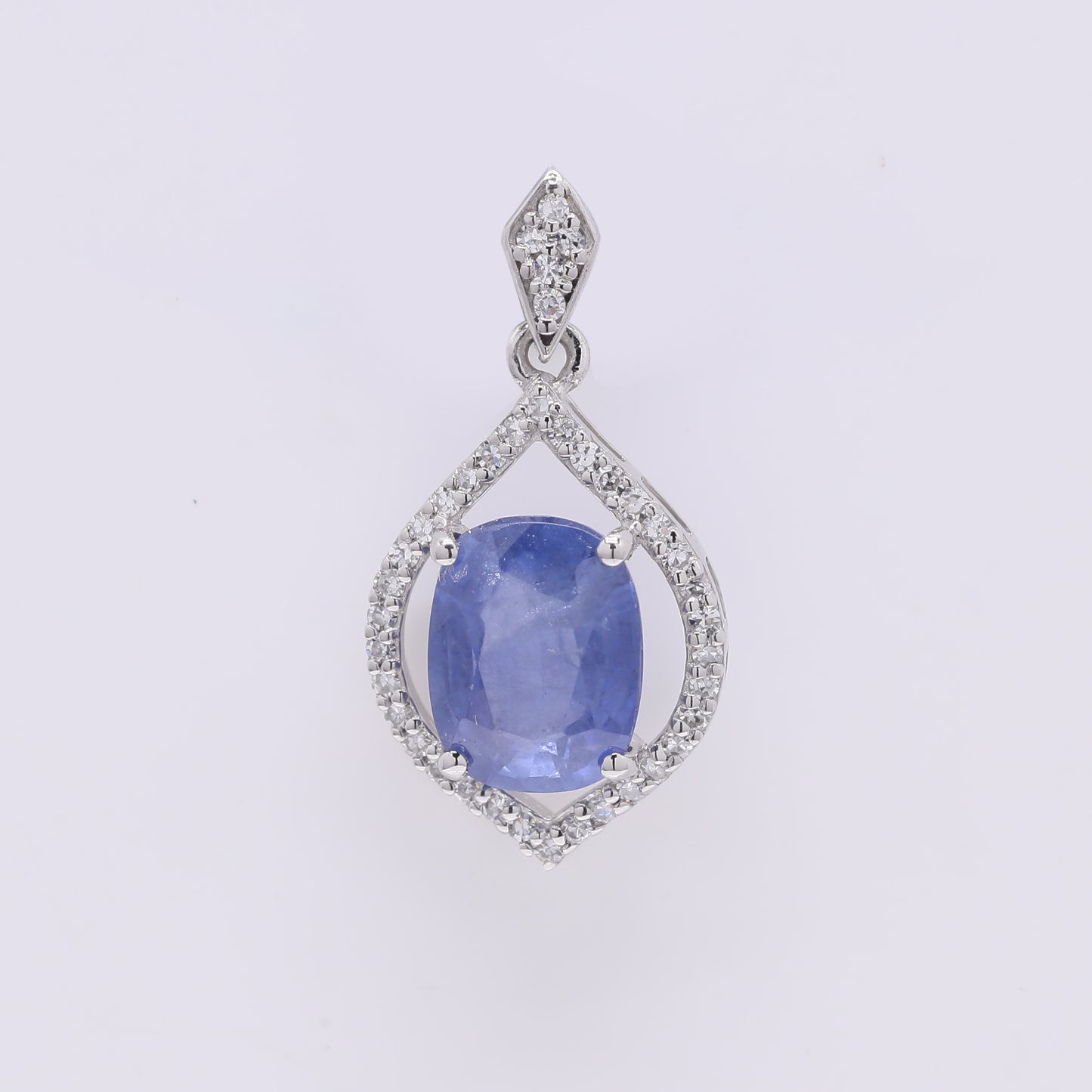 2.00 Ct Cushion Mixed Cut Natural Sapphire 950 Platinum Pendant