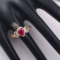 1.42 Ct Pear Mixed Cut Natural Ruby 14K Gold Ring