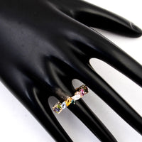 3.25 Ct Marquise Multi Sapphire 14K Gold Ring