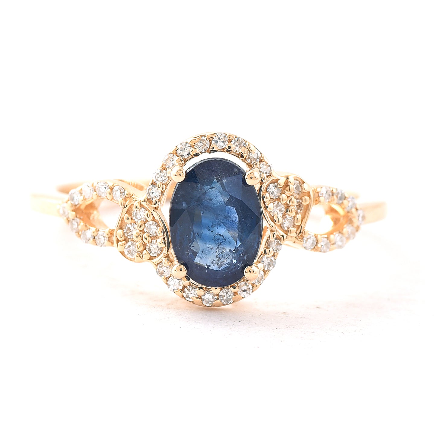 1.42 Ct Oval Mixed Cut Natural Sapphire 14K Gold Ring