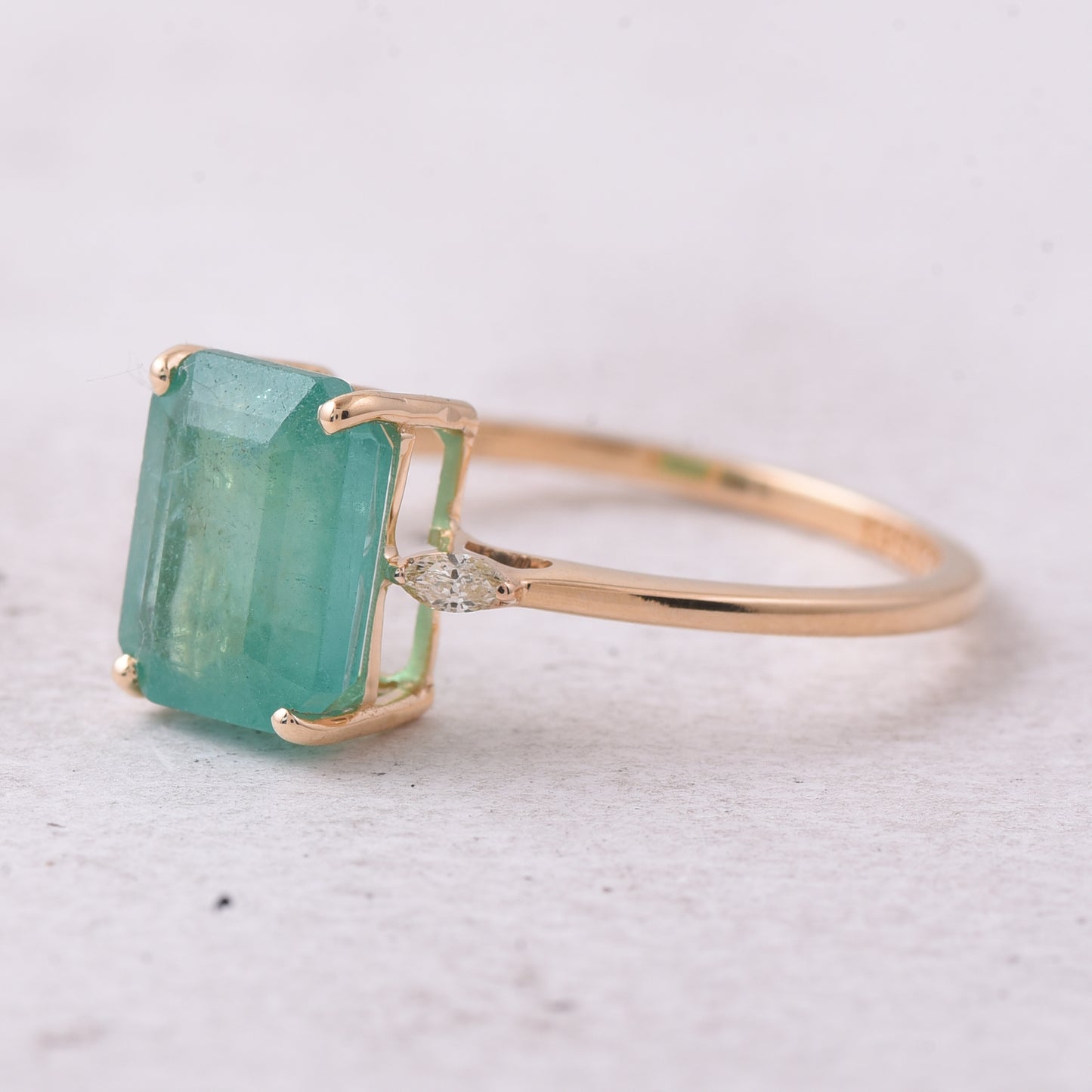 2.52 Ct Octagon Step Cut Natural Emerald 14K Gold Ring