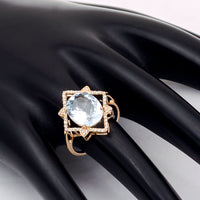 3.13 Ct Oval Natural Aquamarine 14K Gold Ring