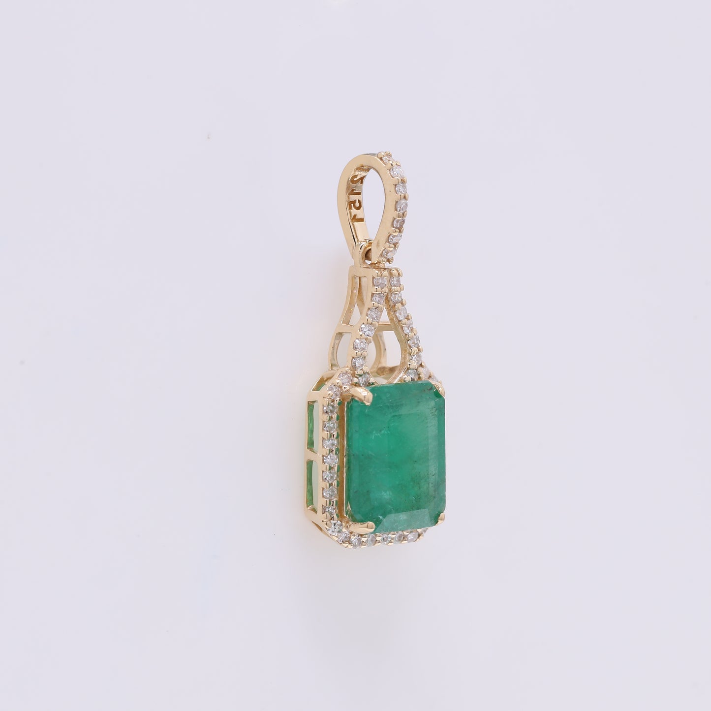 2.27 Ct Octagon Step Cut Natural Emerald 14K Gold Pendant