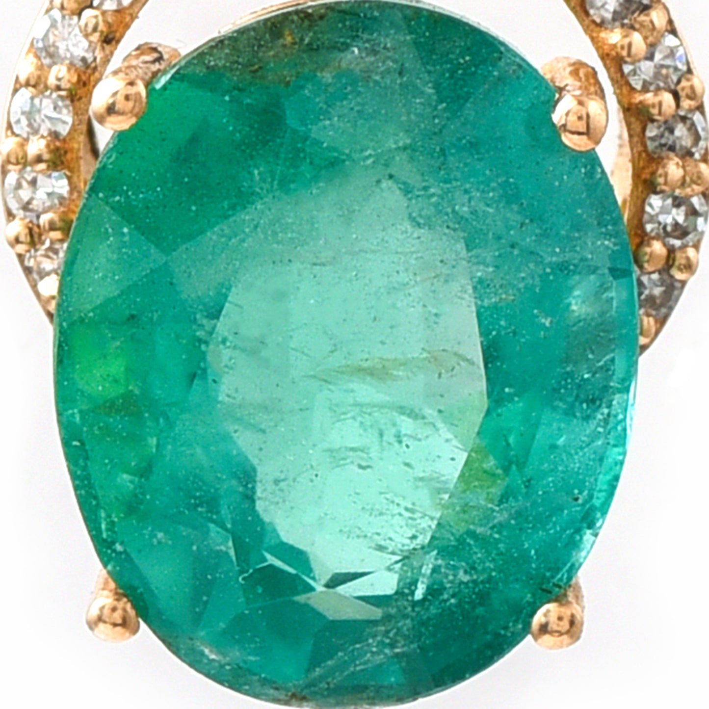 2.73 Ct Oval Emerald 14K Gold Pendant