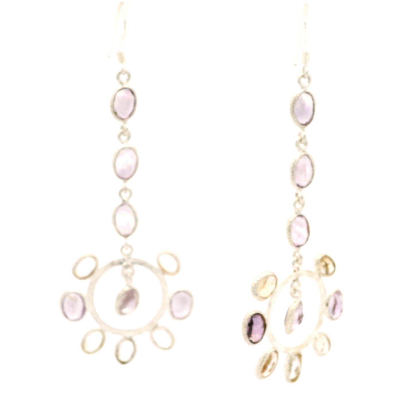 17.78 Ct Citrine, Amethyst 925 Sterling Silver Earrings