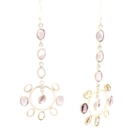 17.78 Ct Citrine, Amethyst 925 Sterling Silver Earrings