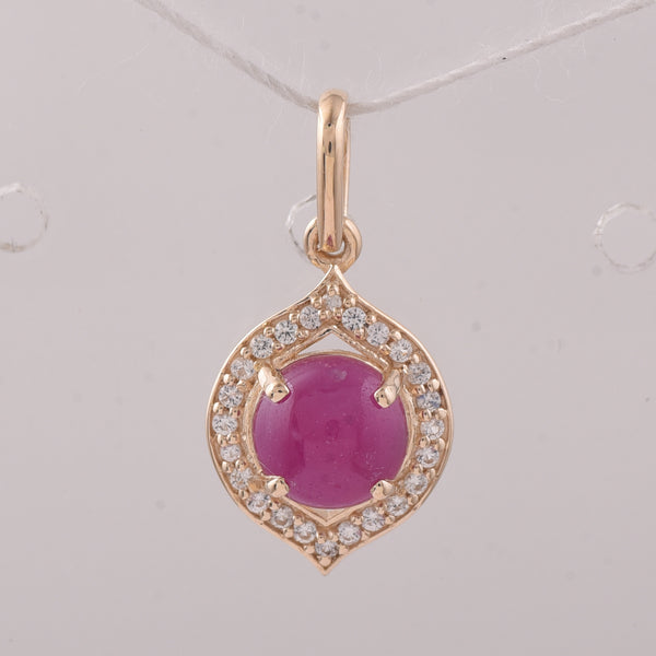 1.18 Ct Round Ruby 9K Gold Pendant
