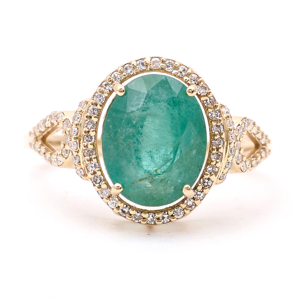 2.89 Ct Oval Natural Emerald 14K Gold Ring