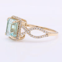 2.14 Ct Octagon Step Cut Natural Emerald 14K Gold Ring