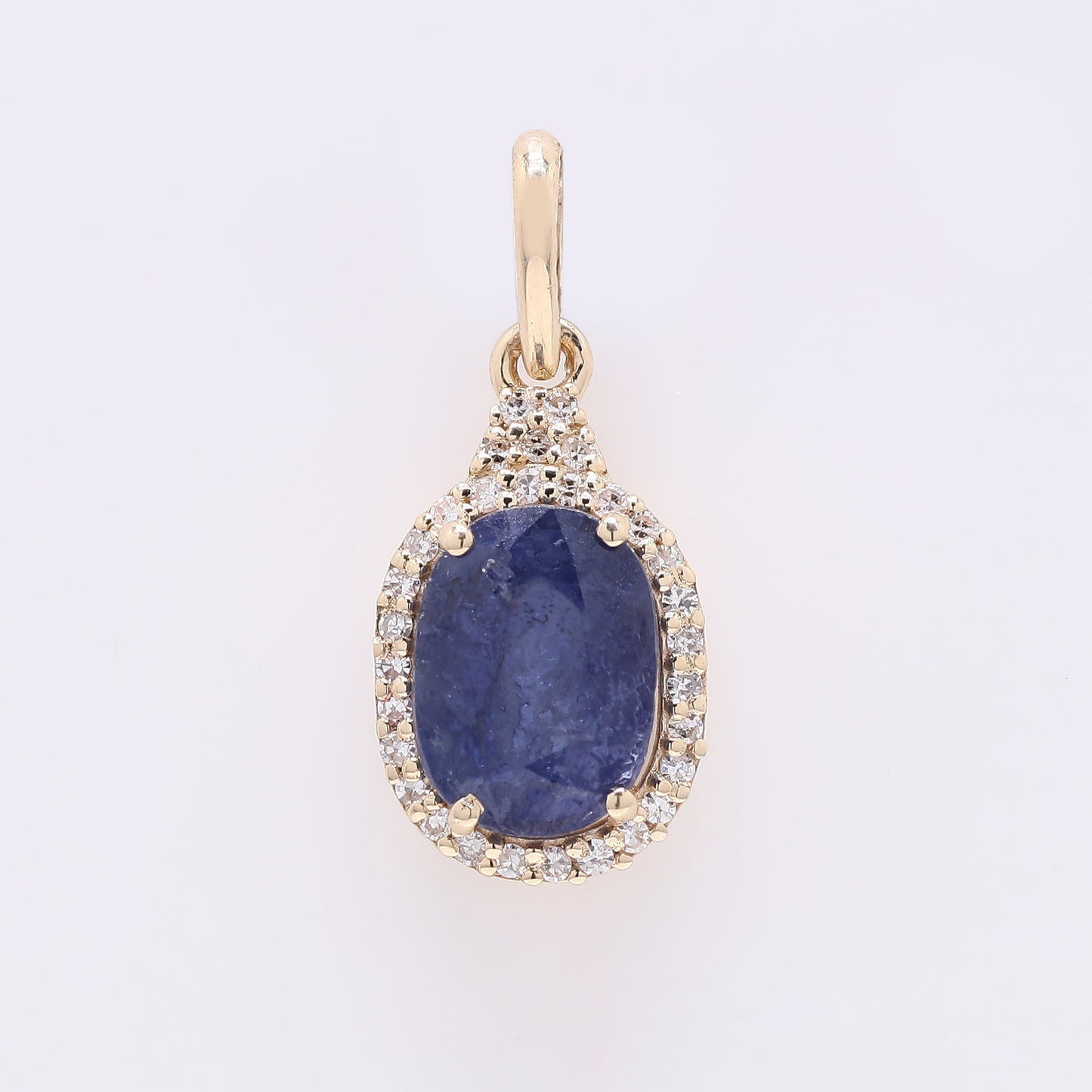 1.76 Ct Oval Mixed Cut Natural Sapphire 14K Gold Pendant
