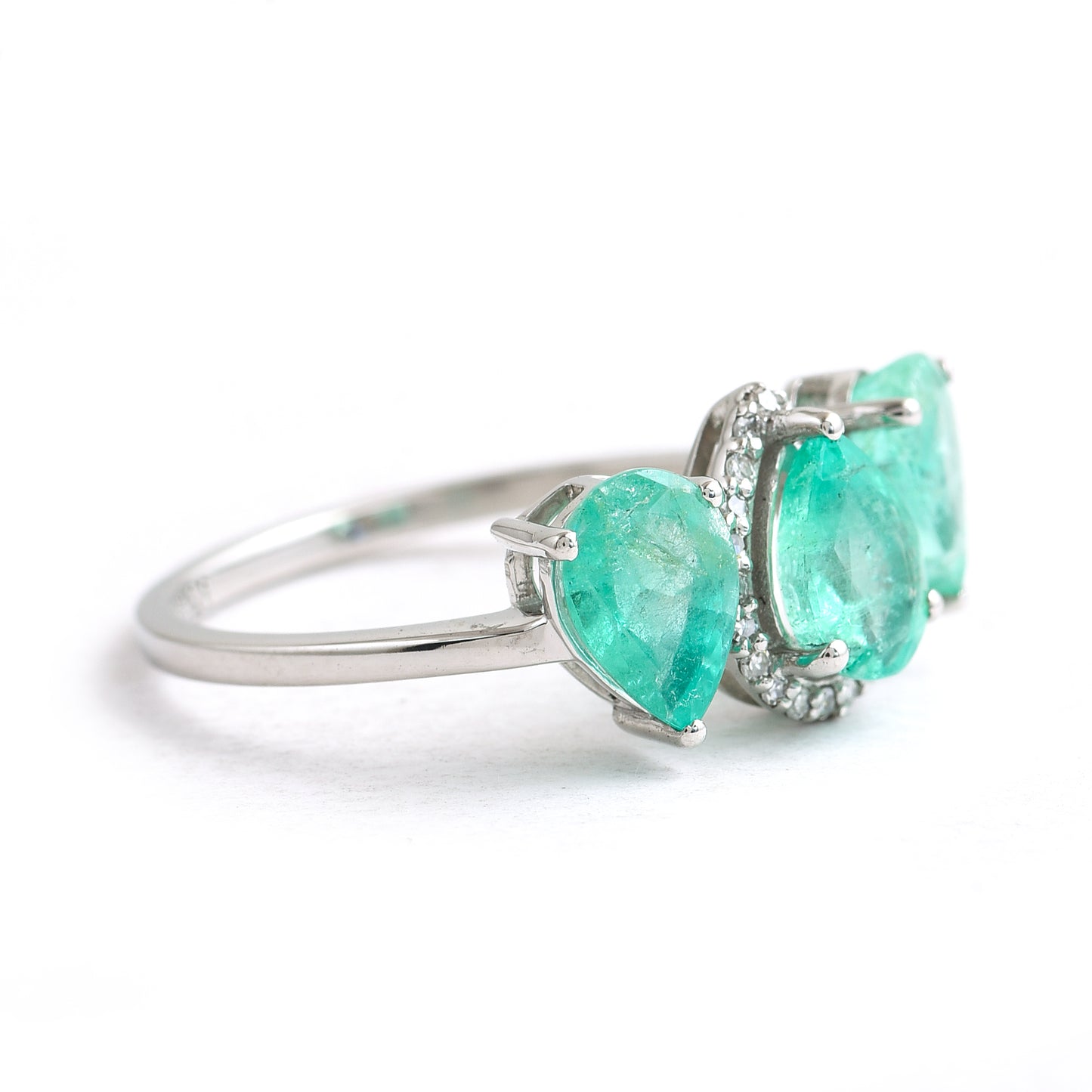 2.99 Ct Pear Mixed Cut Natural Emerald 950 Platinum Ring