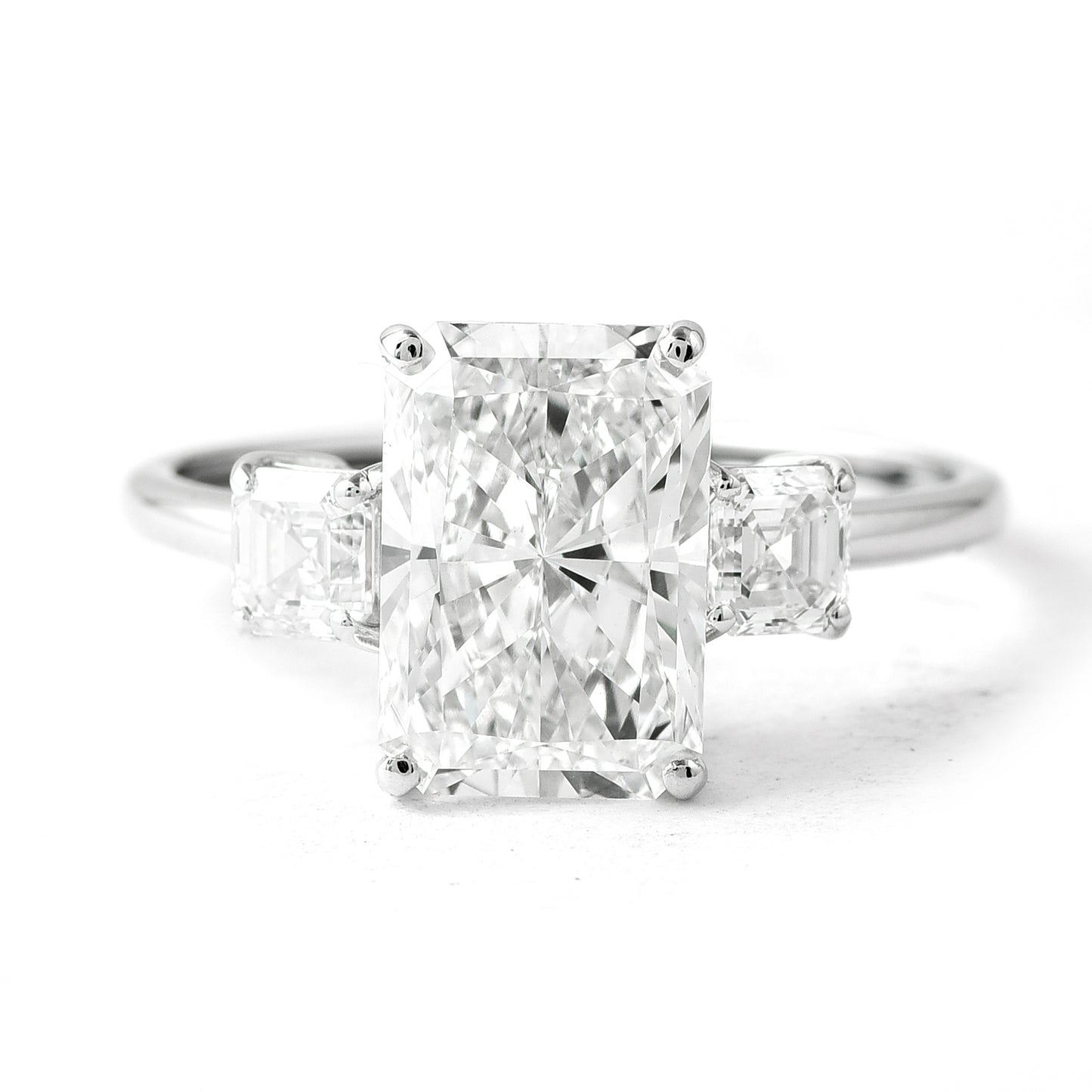 3.36 Ct Cut Cornered Rectangular Modified Brilliant Lab Grown Diamond 950 Platinum Ring