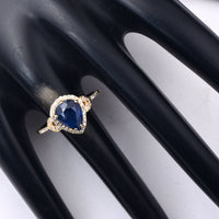 2.92 Ct Pear Mixed Cut Natural Sapphire 14K Gold Ring