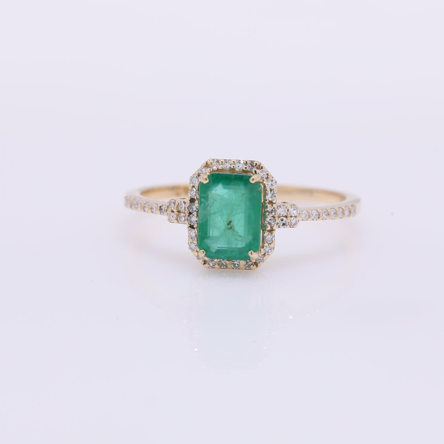 1.25 Ct Octagon Step Cut Natural Emerald 14K Gold Ring