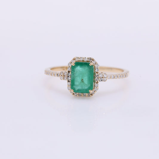 1.25 Ct Octagon Step Cut Natural Emerald 14K Gold Ring
