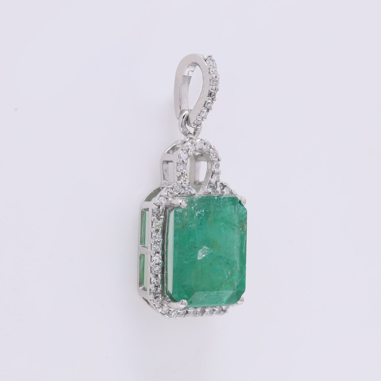 3.00 Ct Octagon Step Cut Natural Emerald 950 Platinum Pendant