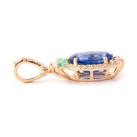 1.98 Ct Oval Mixed Cut Natural Sapphire 14K Gold Pendant