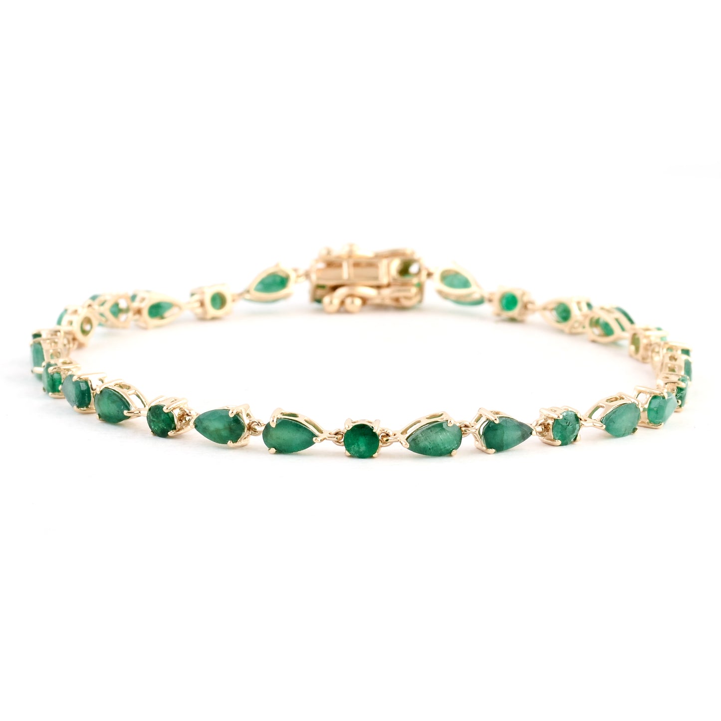 4.44 Ct Pear Emerald 14K Gold Bracelet