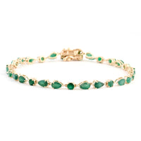 4.44 Ct Pear Emerald 14K Gold Bracelet